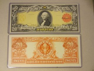 1905 $20 Dollars Gold Certificate Bep Intagio Proof Prints Technicolor photo