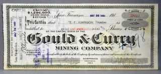1920 Stock Certificate Gould & Curry Mining Company 100 Shares Capital Stock photo