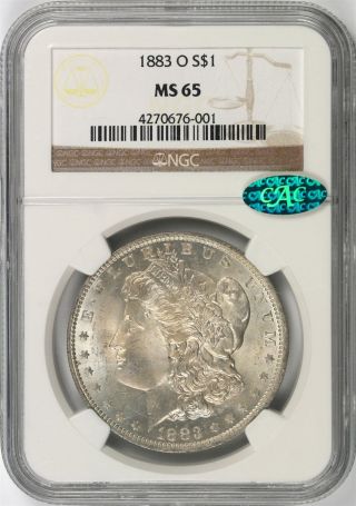 1883 - O Morgan Silver Dollar $1 Ngc Cac Ms65 photo