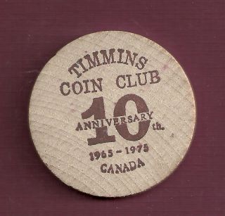 1975 Timmins Coin Club 10th Anniversary Wooden Trade Dollar photo