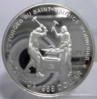 1988 Proof Canada One Dollar Ironworks Silver Coin Unc photo