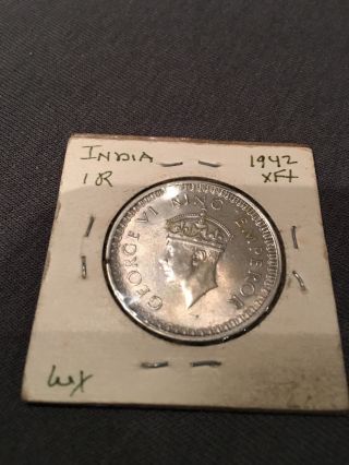 British India - 1942 - George Vi One Rupee Silver Coin photo