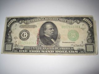 1934a $1000 One Thousand Dollar Federal Reserve Note,  Circulated photo