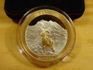 Alaska 2012 Atb Quarter Design Proof Medallion 1 Oz 999 Silver,  Gold Relief photo
