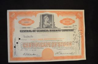 1960 Share Certificate For Central Of Georgia Railway Company 100 Shares photo