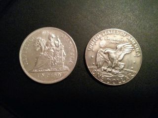 Guatemala 1 Peso 1896.  One Silver Crown Dollar Coin.  Un Peso.  Large. photo