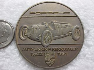 Porsche 1934 Type 22 Pictorial 1970 Commemorative Medal Token Coin Unc C48 photo
