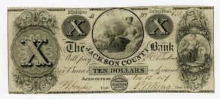 1837 $10 The Jackson County Bank - Jacksonburgh,  Michigan Note photo