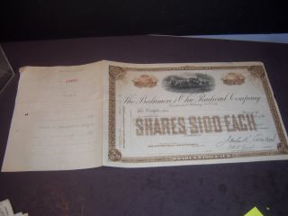 1890 Baltimore And Ohio Rail Road Co Stock Certificate Shares $100 Each R401 Pz photo