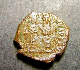 Justin Ii & Empress Sophia,  Christian Cross In Thessalonica,  Byzantine Coin photo