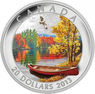 Autumn Bliss Harmony Atmospheric Seasons Silver Proof Coin 20$ Canada 2013 photo