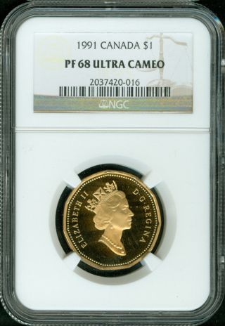 1991 Canada Dollar Ngc Proof Pf68 photo