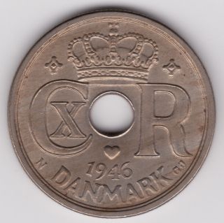 Denmark - 1946 25 Ore Au Km 823.  2 Danish Coin photo