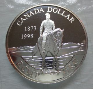 1998 Canada 125th Anniversary Of The Rcmp Proof Silver Dollar Coin photo