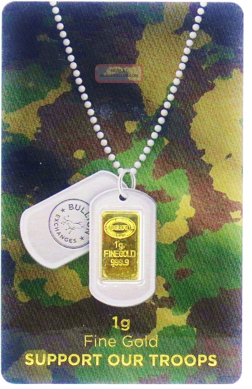 1 Gram Gold Bullion Exchanges Army Camouflage Igr. 9999 Bar (in Assay)
