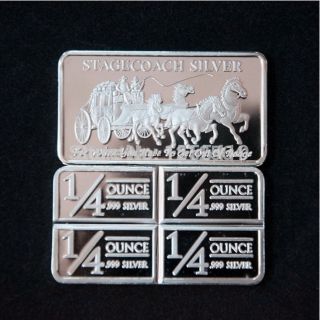 1 Oz.  999 Fine Silver Clad Bar (1/4 Oz X 4 On Back),  Airtight Display Case photo