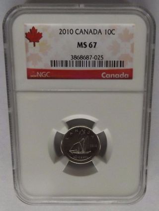 2010 Canada Ngc Ms67 Dime Red Canada Label photo