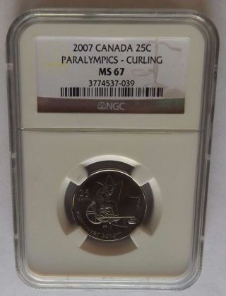 2007 Canada 2010 Paralympics - Curling Ngc Ms67 Olympic Quarter Rare photo