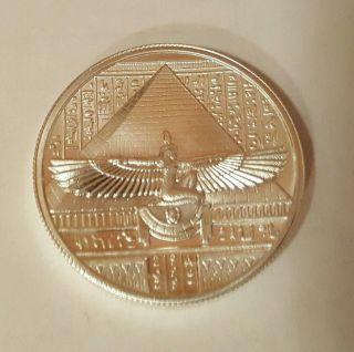 Cleopatra Coin 2 Oz Silver Ultra High Relief Round Egyptian Pyramid photo