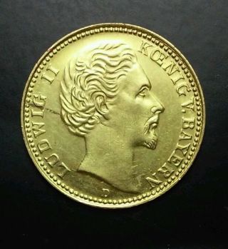 Scarce 1877 D Gold Coin - - German States - - 5 Marks Bavaria 635k Minted photo