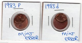 1983 D & P Double Struck Lincoln Cents.  2 Errors Starts At.  99 Cents photo