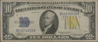 1934a $10 Blue Us North Africa Silver Certificate 