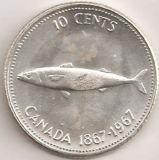 Canada/canadia​n Silver 10 Cent Coin - 1967 