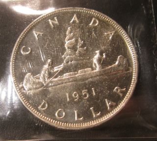 1951 Swl Canada Dollar Silver Coin Iccs Ms64 (320) photo