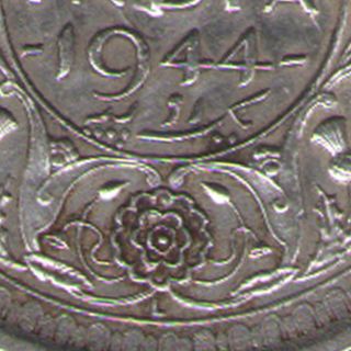 British India - 1944 - George Vi Lahore One Rupee Silver Coin Ex - Rare photo