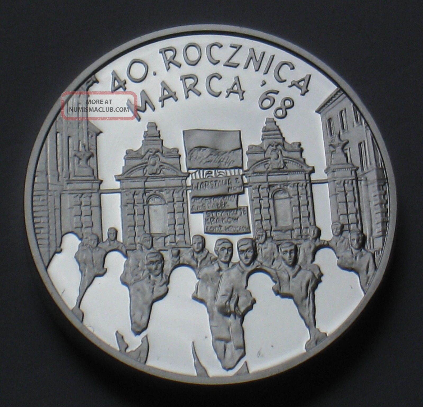 Silver 10 Zl Coin Of Poland - Warsaw Student Protests Of March 1968  Ag Europe photo