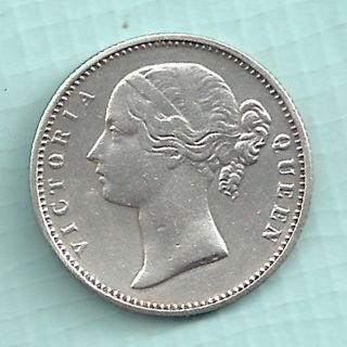 British India - 1840 - Victoria Queen - Half Rupee - W.  W Incused On Neck - Rare photo