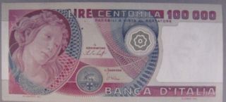 1978 Italy,  Bank Of,  100,  000 Lire Note Crisp Au Pinholed U.  S photo