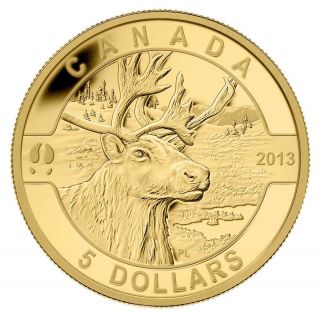 Canada 2013 $5 Caribou O Canada Series 1/10 Oz Pure Gold Coin (no Tax) photo