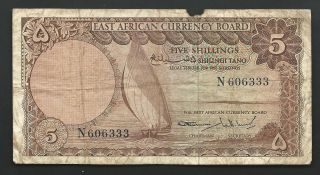 East African Currency Board 1964 Nd 5 Shillings 6333 photo