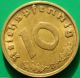German Nazi Brass Coin 10 Rp 1939 B Germany photo 1