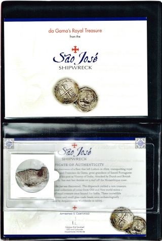 1556 - 1622 Mexico 8 Reales Sao Jose Shipwreck Coin,  Album,  Story & Certificate S55 photo