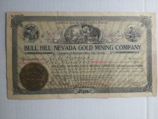 1912 Ball Hill Nevada Gold Mining Co.  Stock 500 Shares photo