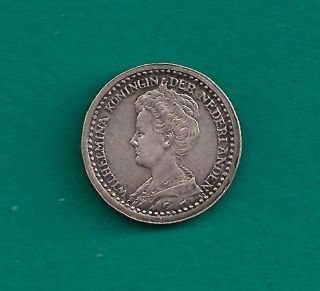 1919 Netherlands Kingdom 10 Cents Queen Wilhelmina.  6400 Silver Net.  0267 Oz Asw photo
