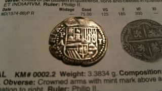 1586 - 89 Potosi Bolivia Silver 1 Reale Treasure Coin Assayer A Scarce photo