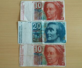Switzerland Swiss Banknote 20/10 Swiss Francs,  Circulated photo