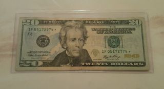 $20 2006 Rare Star Note S If 05172774 Lucky 20 Dollar Bill photo