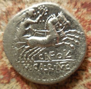 Roman Republic Silver Denarius.  M.  Calidius,  Q.  Caecilius Metellus & Cn.  Fulvius photo