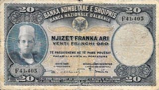 1945 Banca Nazionale - Albania 20 Fraka Ari In Pick: 12 photo