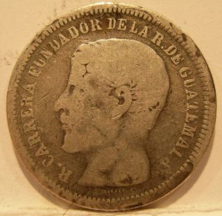 Guatemala 1866r Silver 2 Reales (dos) Circulated photo
