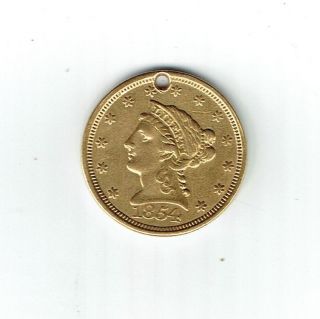 1854 Us $2 1/2 Gold Liberty Head Quarter Eagle Love Token Coin Fancy Initials Nr photo