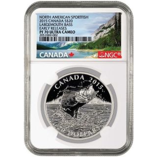 2015 Canada 1oz Silver Sportfish Largemouth Bass Ngc Pf70 Uc Early Releases photo