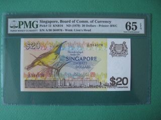 1979 Singapore Board Of Comm.  20 Dollars S/n A/30 Pmg 65 Epq Gem Unc photo