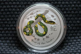 2013 Australian Colored Year Of Snake 1 Oz.  999 Pure Silver Coin photo