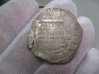 1619 Silver 4 Reales Cob.  Toledo Spain.  12.  6g,  31x29mm.  Philip Iii photo