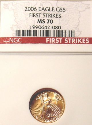 Rare Us Ngc Ms70 Gold Coin First Strikes 2006 $5 American Beauty Red Label photo